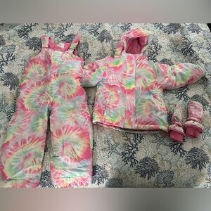 Girls Snow Jacket, Bibs and Gloves Set